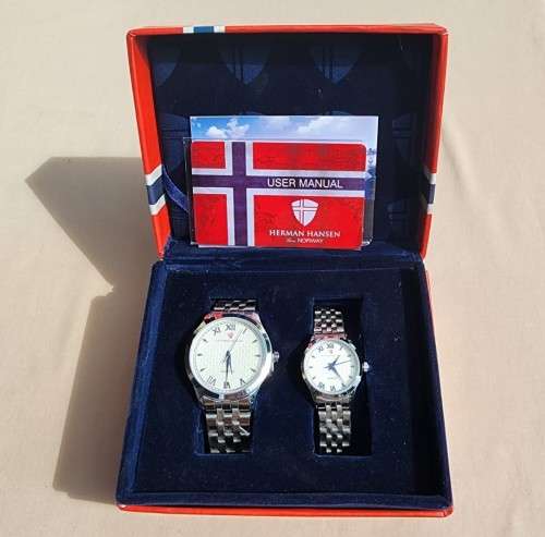HERMAN HANSEN NORWAY HIS AND HER COUPLES WATCH SET WORKING AS NEW